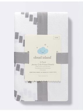 cloud island Gray and White Jersey Crib Sheets - 2-Pack